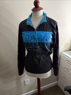 PINK Victoria's Secret Charcoal Pullover with Teal Panel